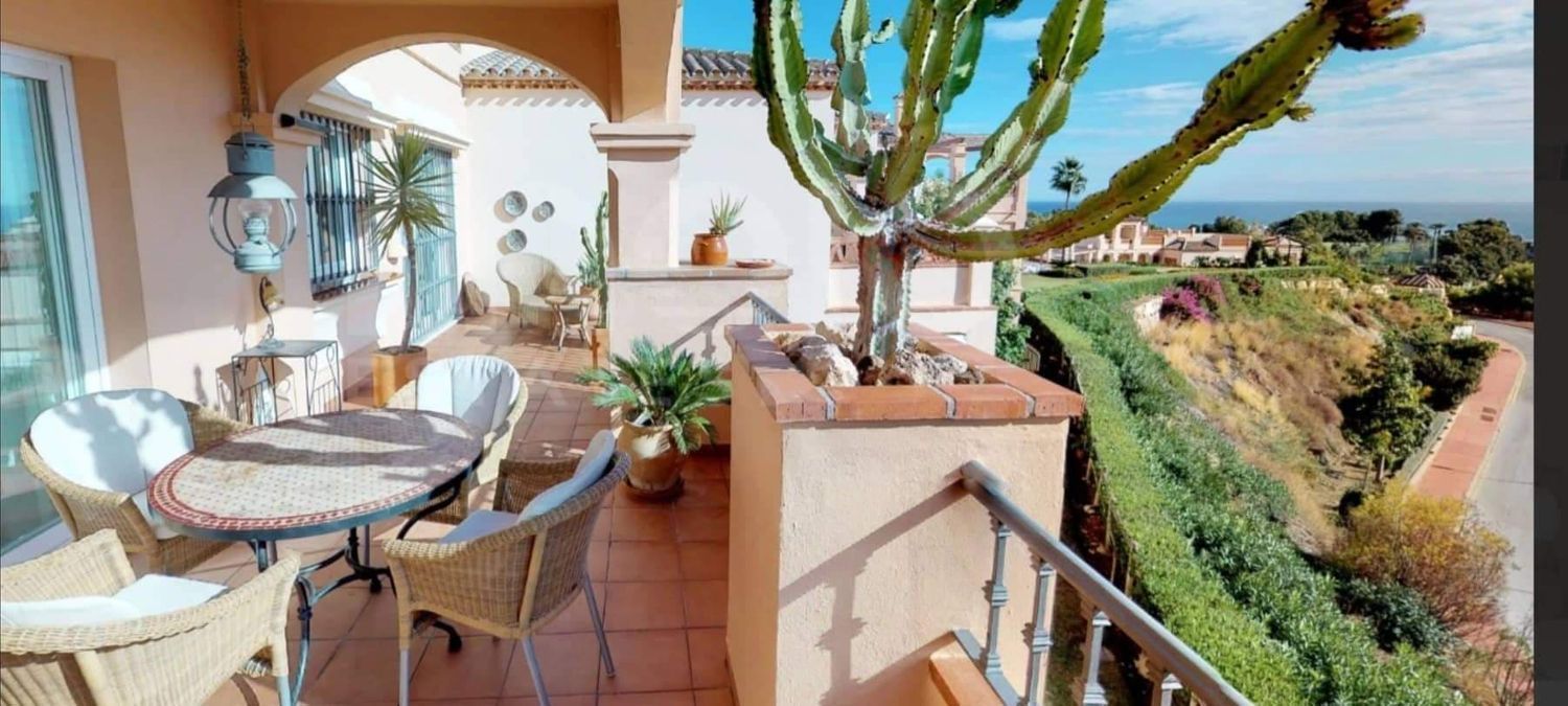 The terrace, with views over the coast and mountains